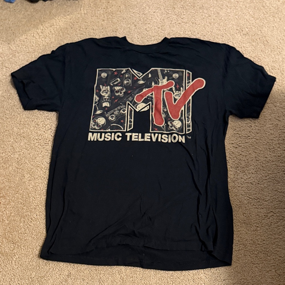 MTV Black Tee with Red Logo